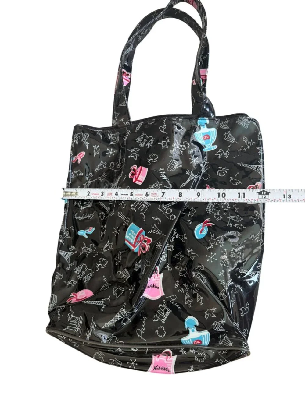 NICK & NORA Black White Print Tote Bag Womens